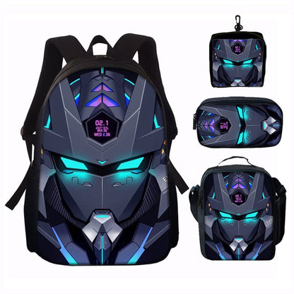 5PCS Cyberpunk Robots Transformer Backpack and Lunchbox Pencil Case Bundle Set - ChildAngle