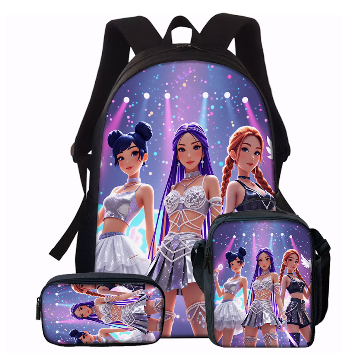 5PCS KPop Demon Hunter Backpack and Lunchbox Pencil Case Bundle Set - ChildAngle