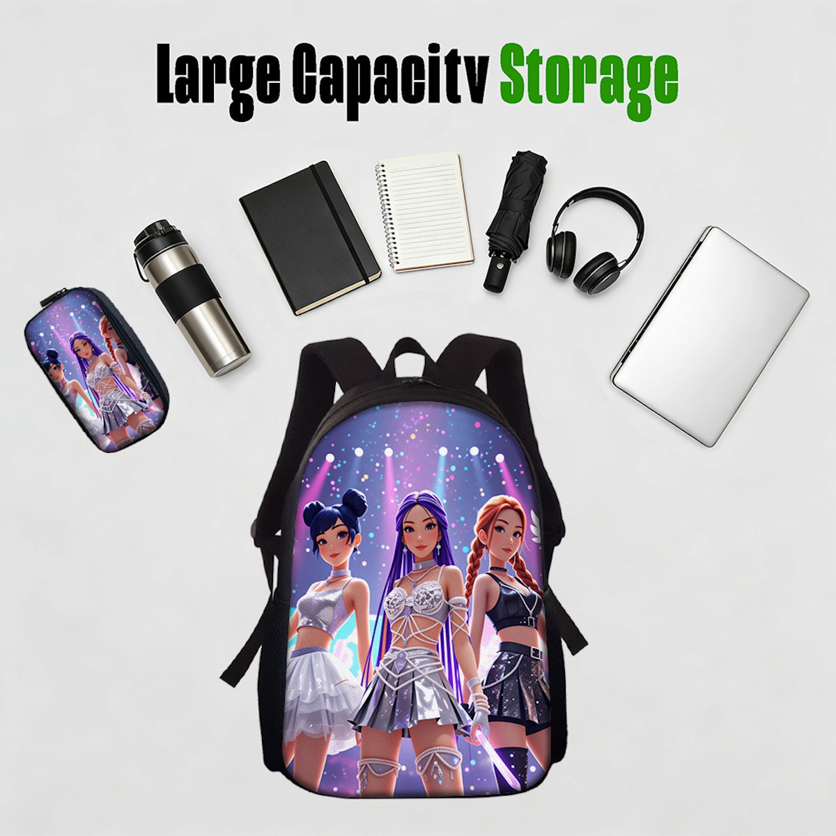5PCS KPop Demon Hunter Backpack and Lunchbox Pencil Case Bundle Set - ChildAngle