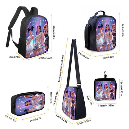 5PCS KPop Demon Hunter Backpack and Lunchbox Pencil Case Bundle Set - ChildAngle
