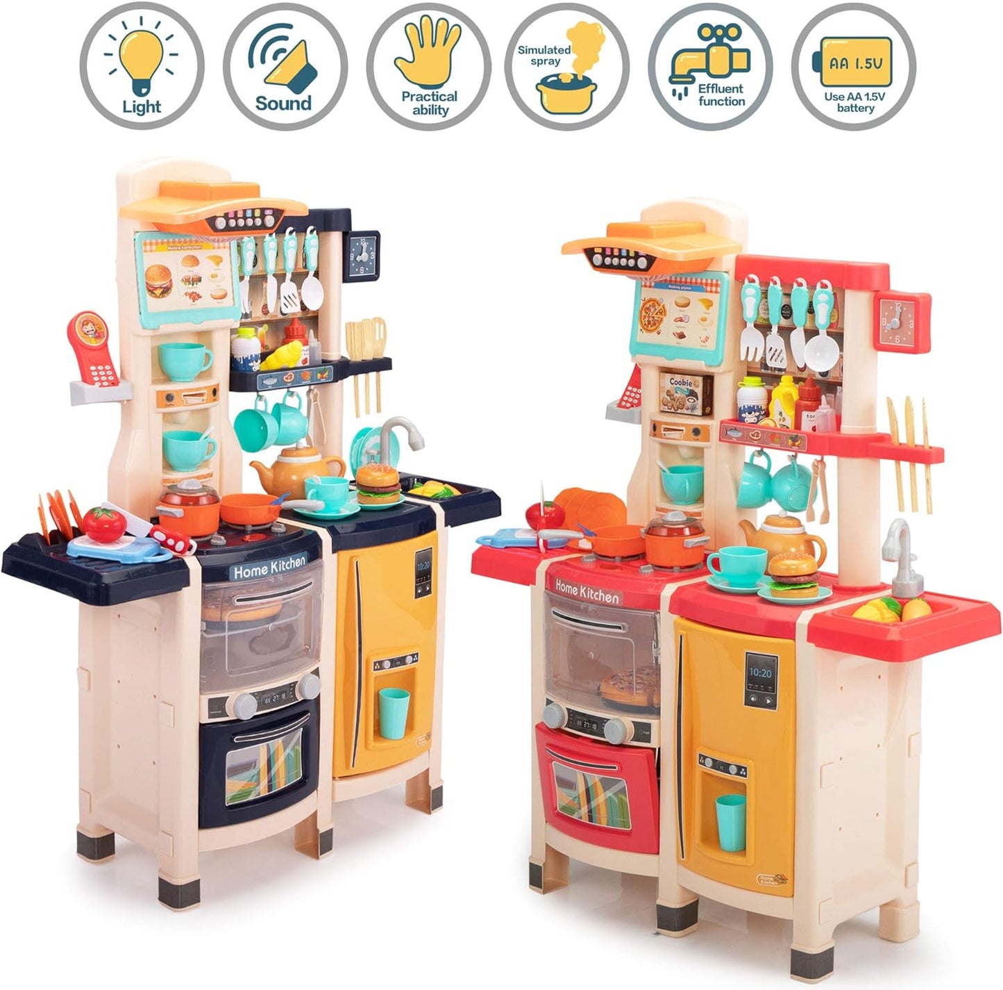 65 PCS Plastic Play Kitchen Set Toddler Large Pretend Play Set