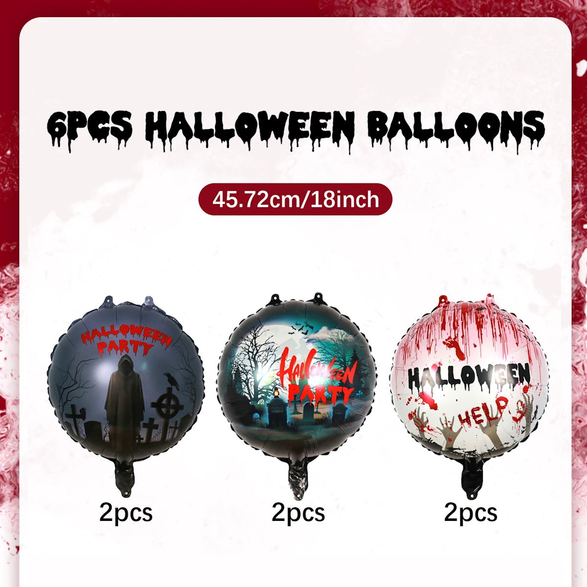 6PCS 18'' Balloon Bouquet for Halloween Party Foil Balloon Set - ChildAngle