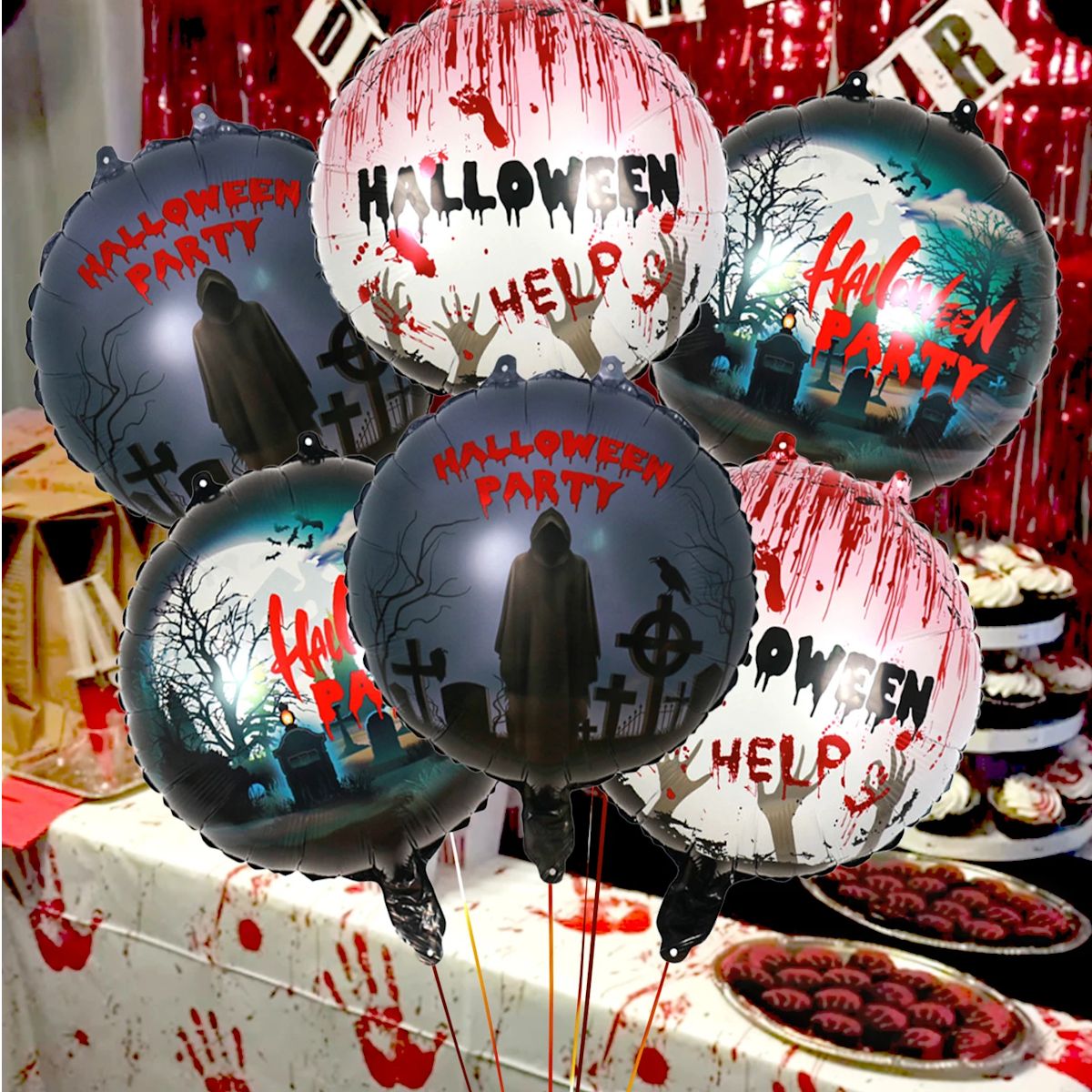 6PCS 18'' Balloon Bouquet for Halloween Party Foil Balloon Set - ChildAngle