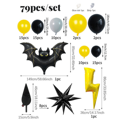 79PCS 60'' Batman Giant Balloon Halloween Bat Balloon Flash Garland Arch Kit - ChildAngle
