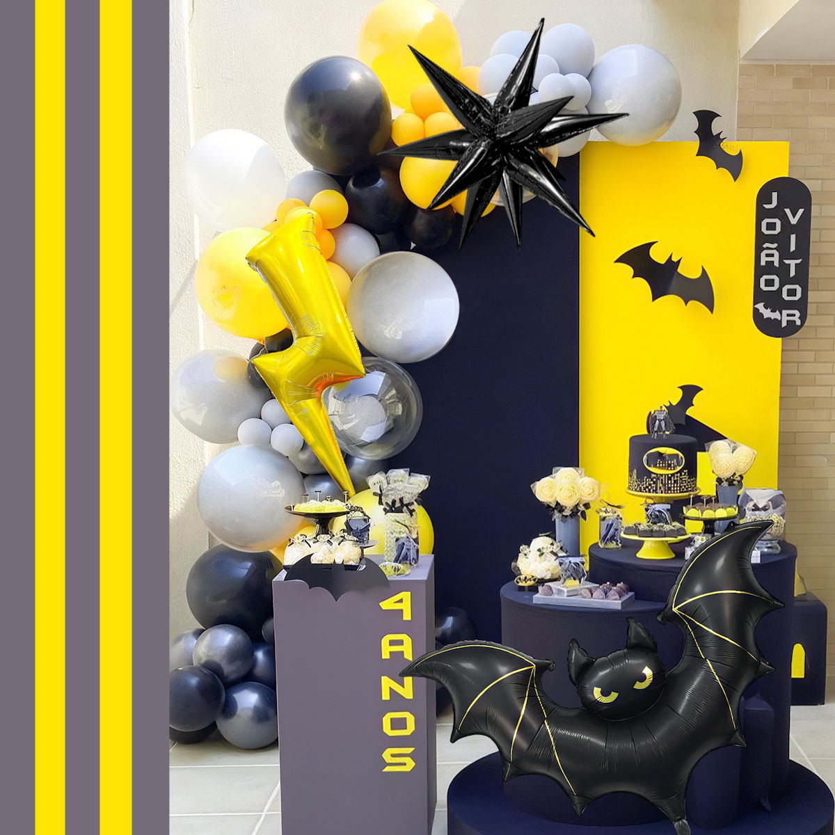 79PCS 60'' Batman Giant Balloon Halloween Bat Balloon Flash Garland Arch Kit - ChildAngle