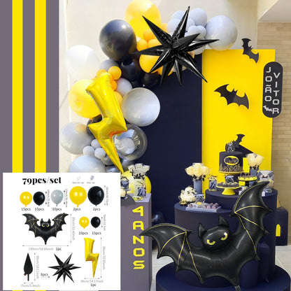 79PCS 60'' Batman Giant Balloon Halloween Bat Balloon Flash Garland Arch Kit - ChildAngle
