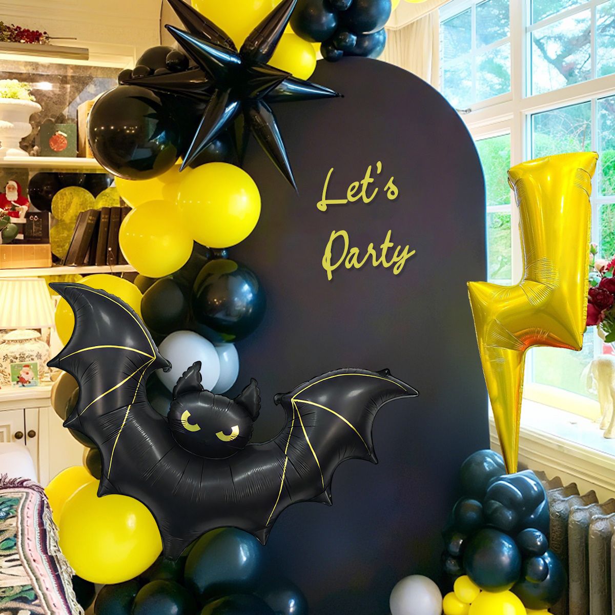 79PCS 60'' Batman Giant Balloon Halloween Bat Balloon Flash Garland Arch Kit - ChildAngle