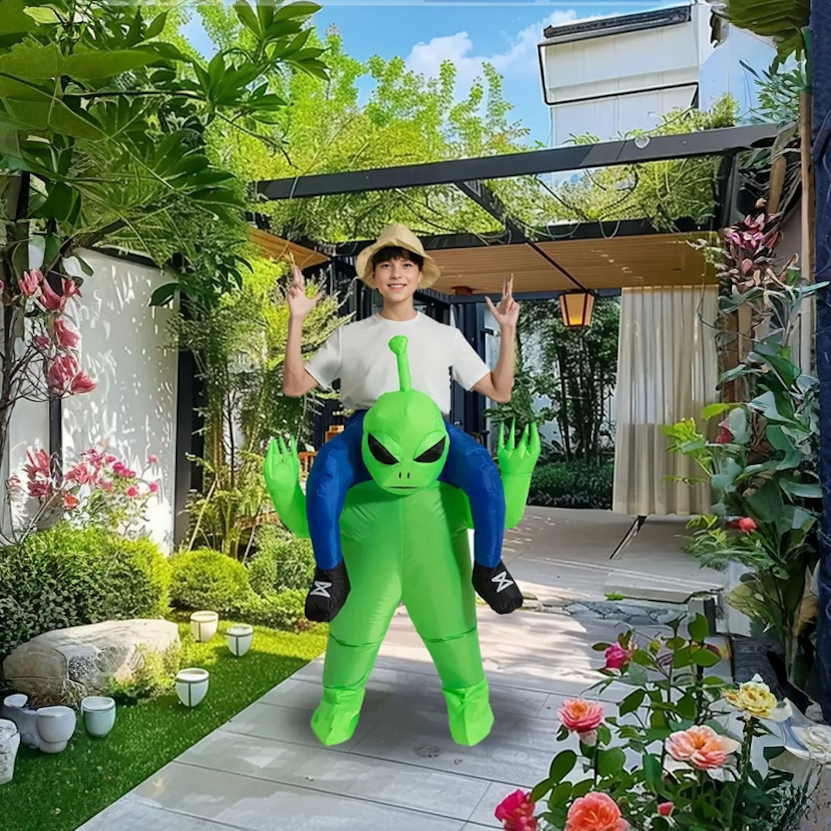 Kids and Teens Alien Inflatable Costume Blow up Alien Suit - ChildAngle