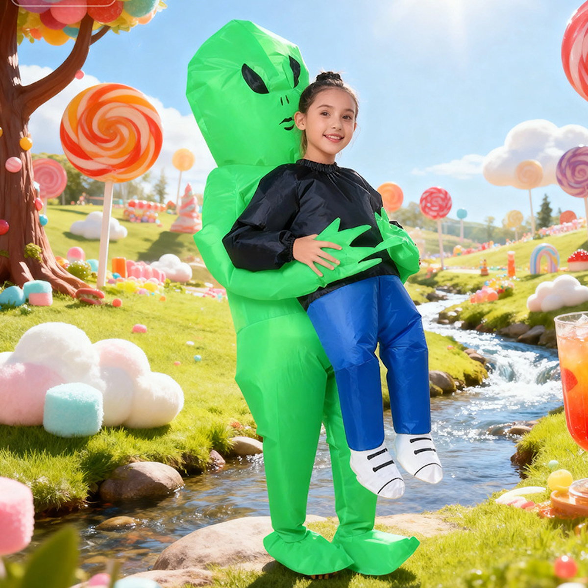 Kids and Teens Alien Inflatable Costume Blow up Alien Suit - ChildAngle