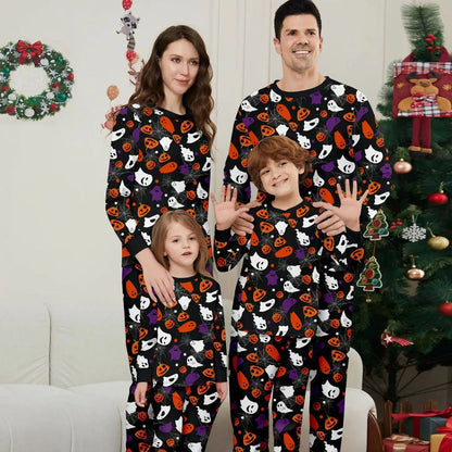 Halloween Family Matching Pajamas Allover Pumpkin Ghost Spiderweb Print Sleepwear Family Look Pyjamas - ChildAngle