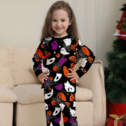 Halloween Family Matching Pajamas Allover Pumpkin Ghost Spiderweb Print Sleepwear Family Look Pyjamas - ChildAngle