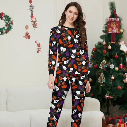 Halloween Family Matching Pajamas Allover Pumpkin Ghost Spiderweb Print Sleepwear Family Look Pyjamas - ChildAngle