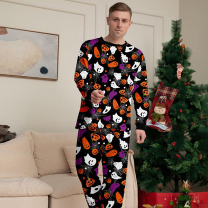 Halloween Family Matching Pajamas Allover Pumpkin Ghost Spiderweb Print Sleepwear Family Look Pyjamas - ChildAngle