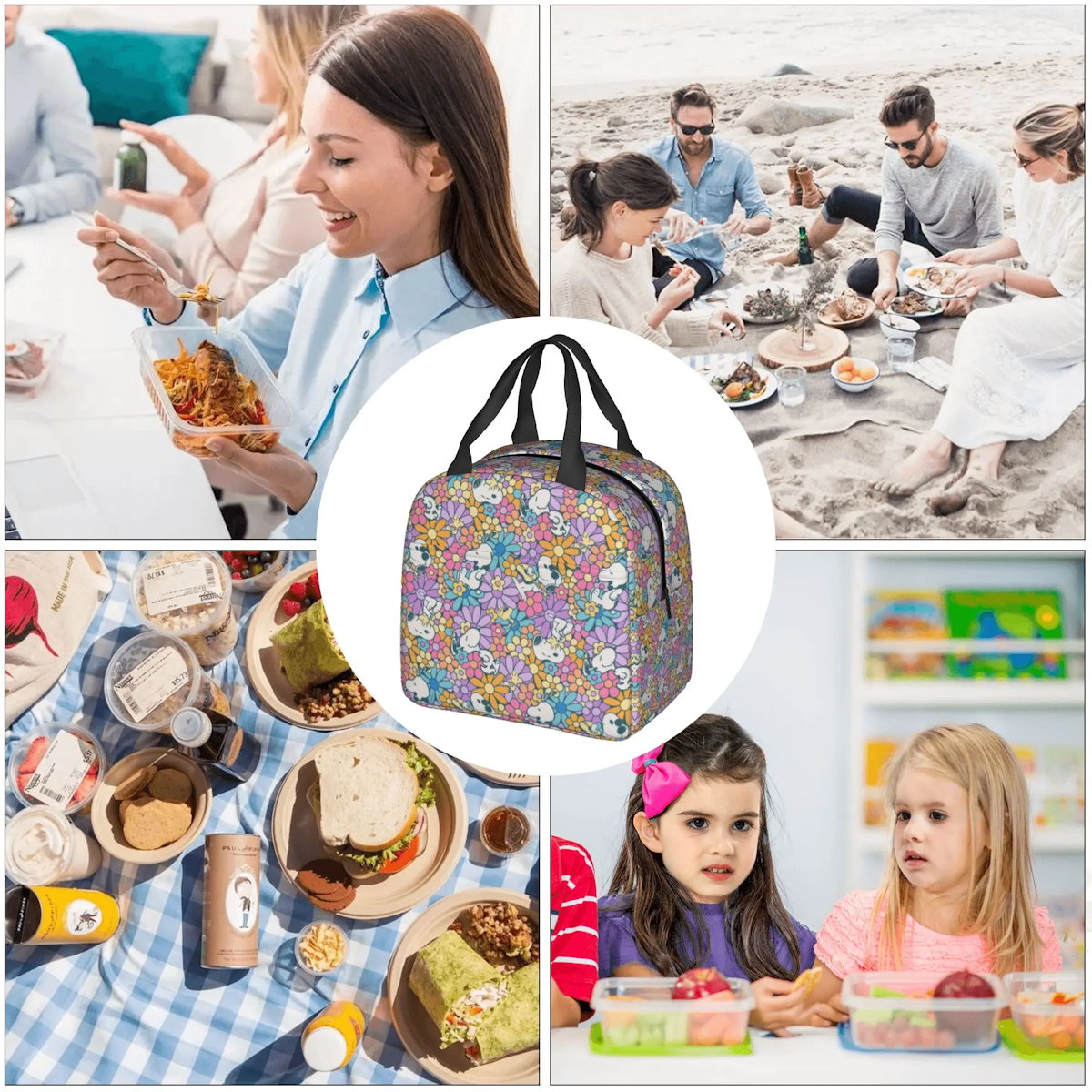 Snoopy Lunch Bag Portable Tote for Lunch - ChildAngle