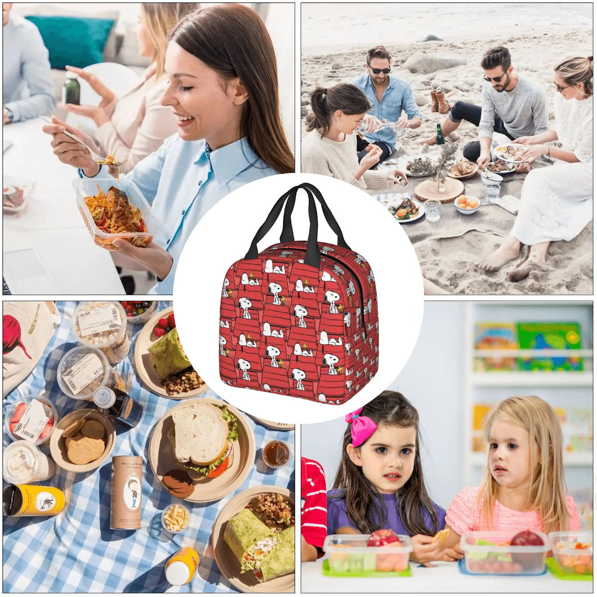Snoopy Lunch Bag Portable Tote for Lunch - ChildAngle