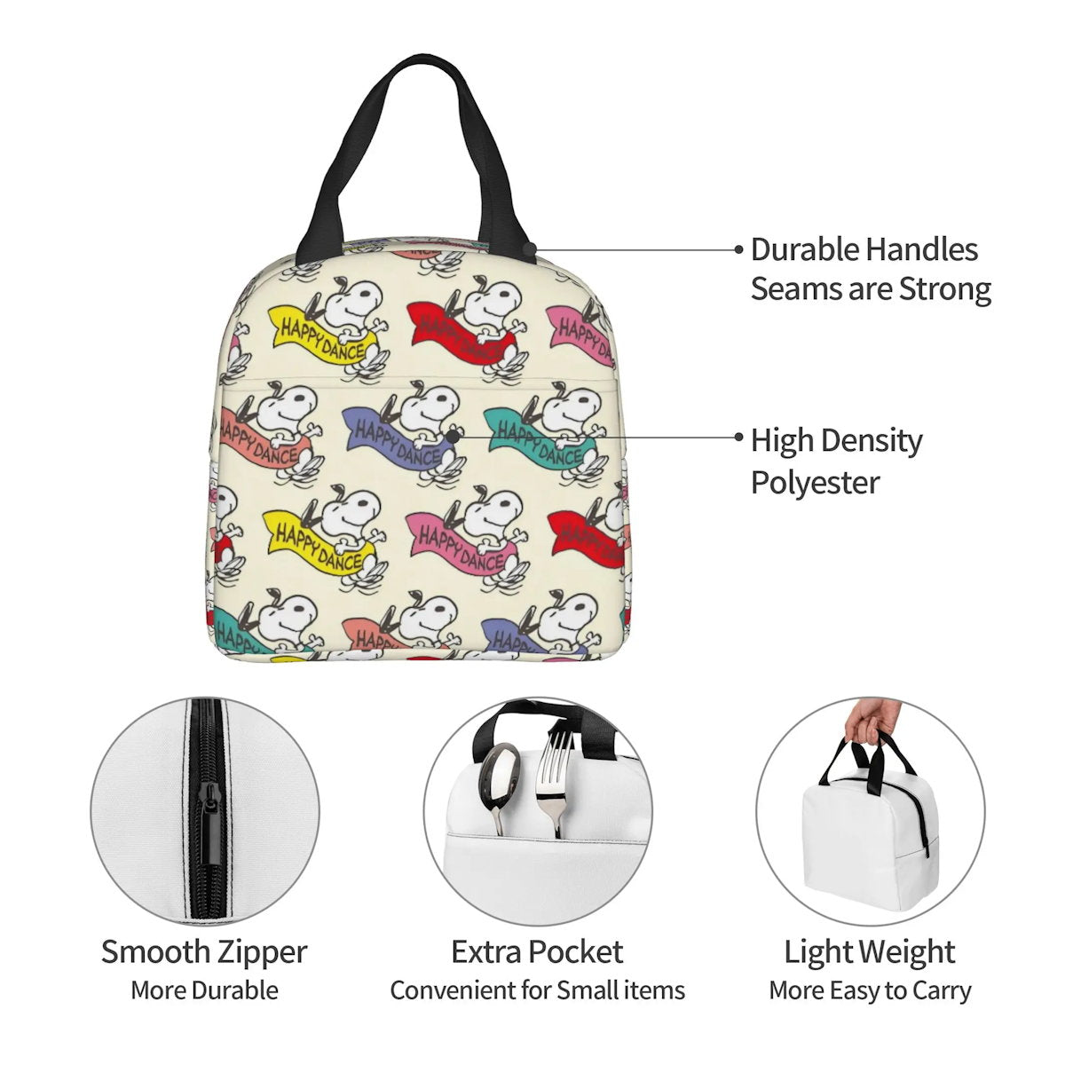 Snoopy Lunch Bag Portable Tote for Lunch - ChildAngle