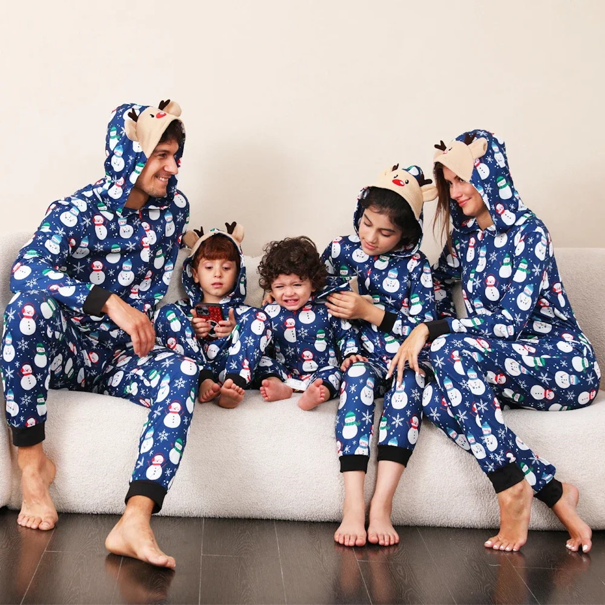 Allover Snowman Family Matching Christmas PJS Onesie Pyjamas Pajama Set - ChildAngle