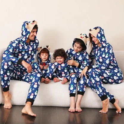 Allover Snowman Family Matching Christmas PJS Onesie Pyjamas Pajama Set - ChildAngle