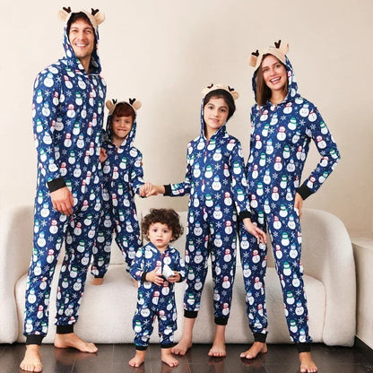 Allover Snowman Family Matching Christmas PJS Onesie Pyjamas Pajama Set - ChildAngle