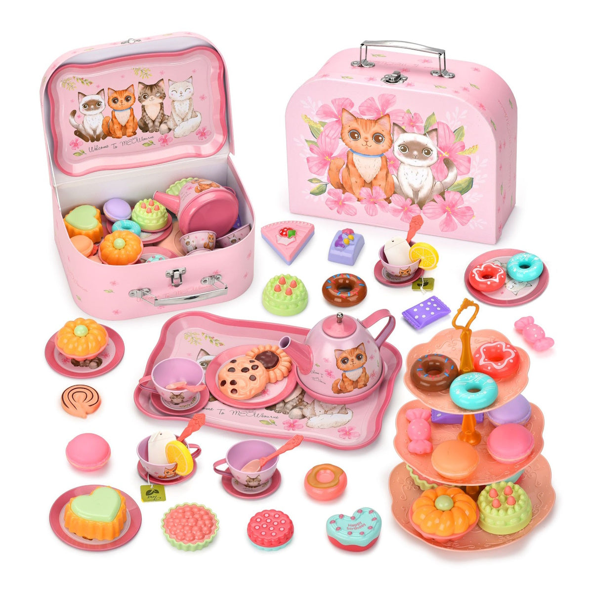 Animal Afternoon Tea Party Pretend Play Toys with Alloy Storage Box - ChildAngle