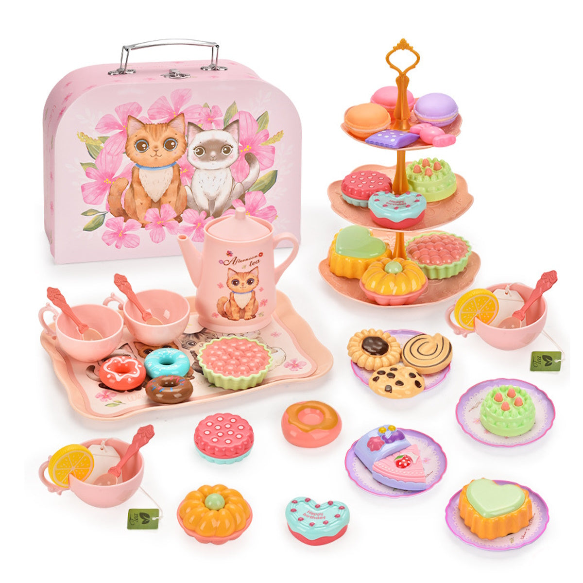 Animal Afternoon Tea Party Pretend Play Toys with Alloy Storage Box - ChildAngle