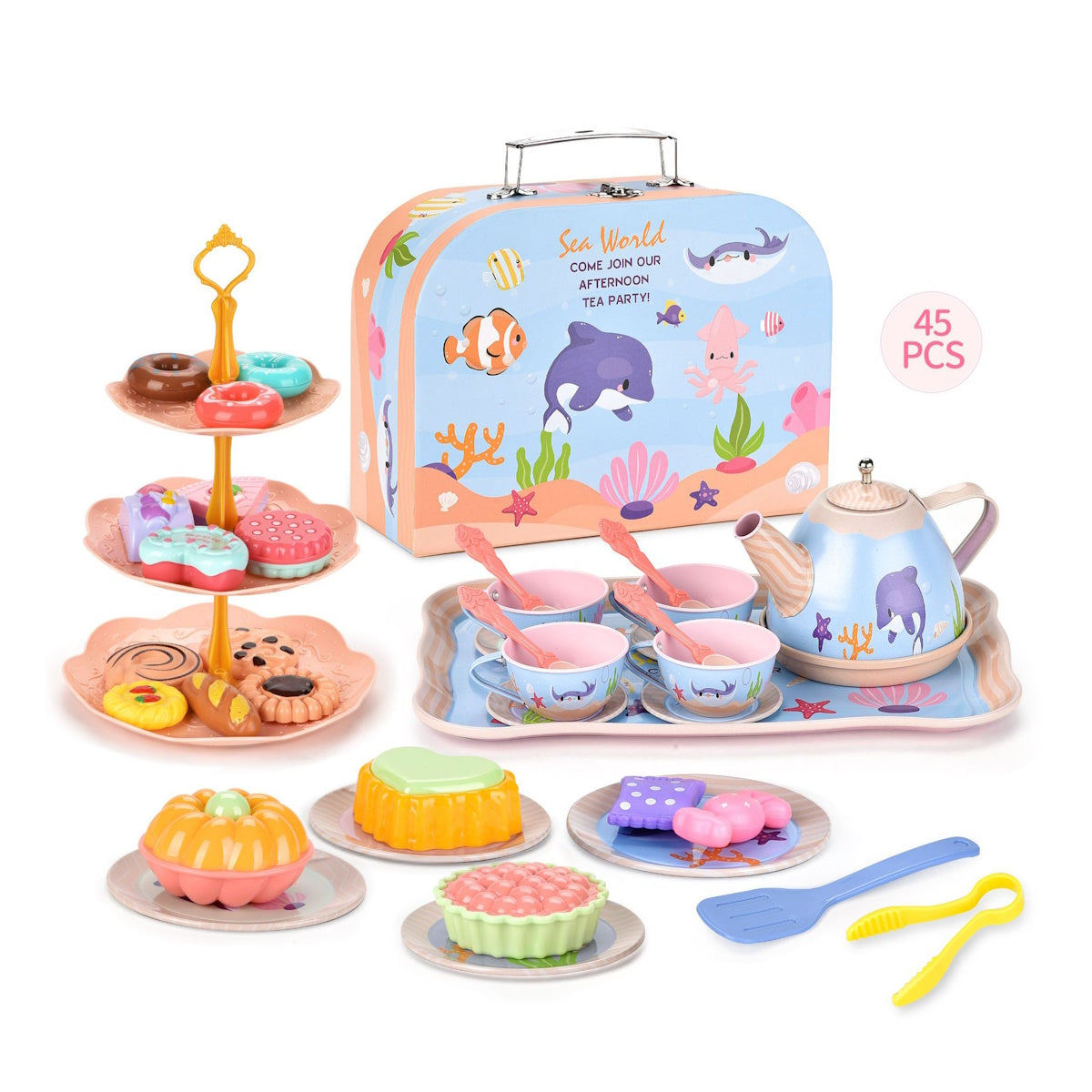 Animal Afternoon Tea Party Pretend Play Toys with Alloy Storage Box - ChildAngle