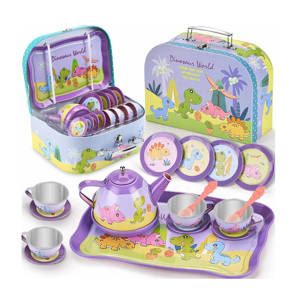 Animal Afternoon Tea Party Pretend Play Toys with Alloy Storage Box - ChildAngle