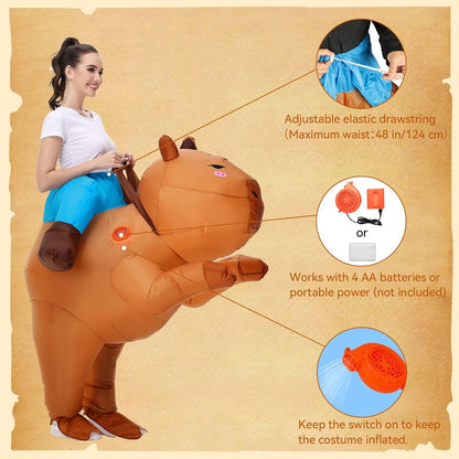 Teens and Adults Animal Riding Inflatable Costumes Riding Rooster Frog Bee Shark - ChildAngle