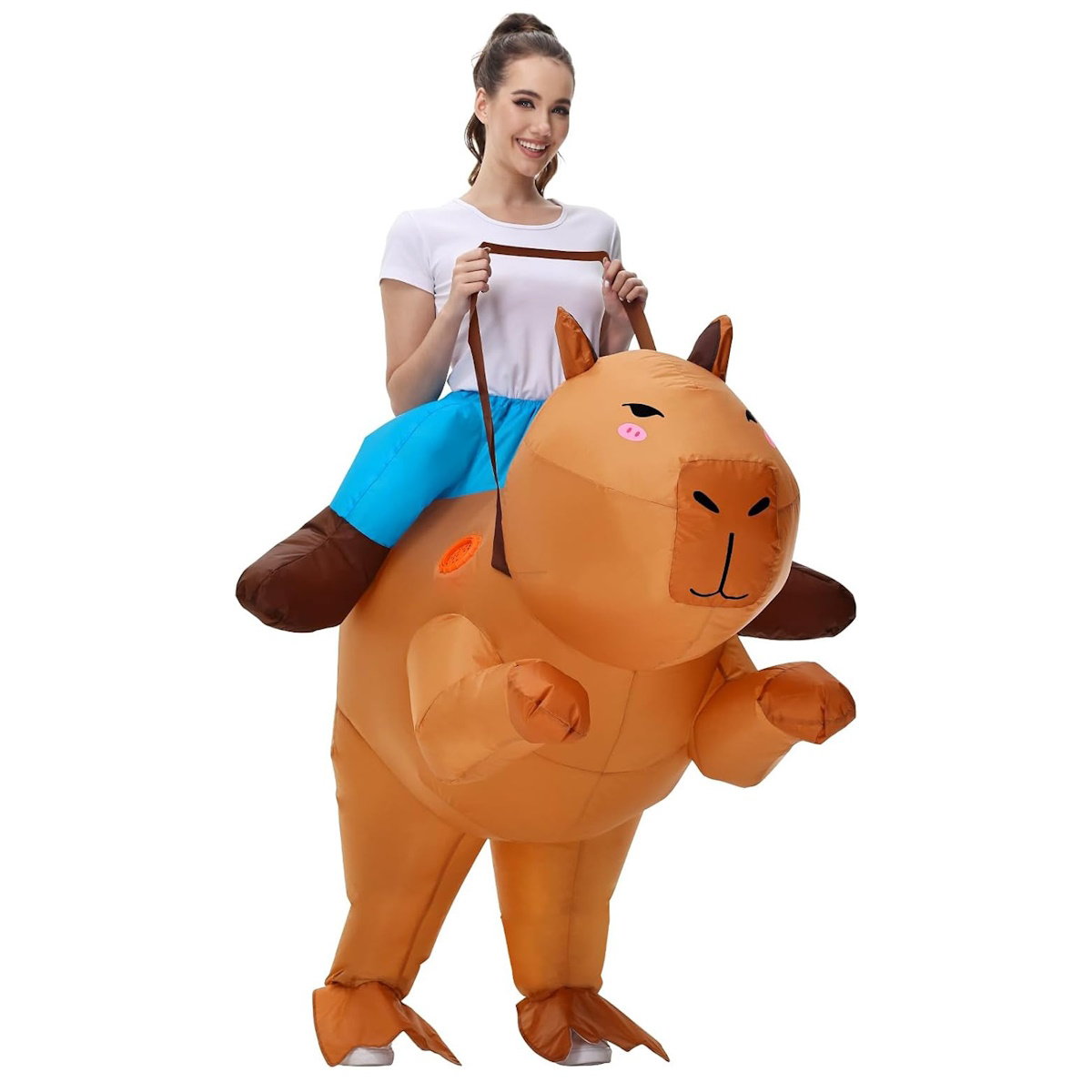 Teens and Adults Animal Riding Inflatable Costumes Riding Rooster Frog Bee Shark - ChildAngle