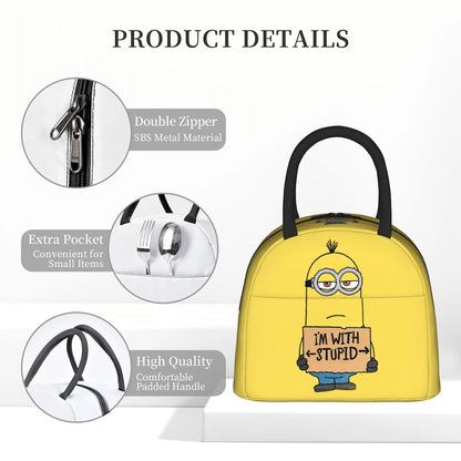 Minion Lunch Bag Large Capacity Wide Zipper Portable Lunch Bag for Students - ChildAngle