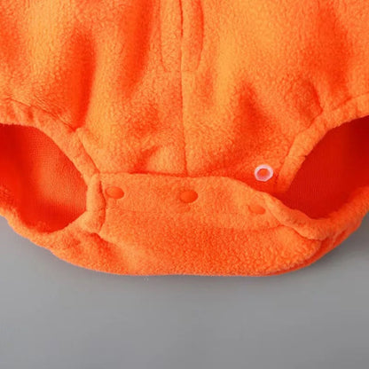 2PCS Newborn Halloween Outfits Fleece Pumpkin Face Hooded Baby Onesies - ChildAngle