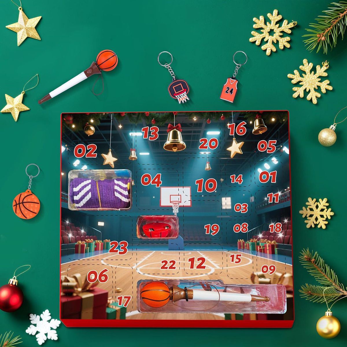 Basketball Advent Calendar Baseball Advent Calendar Christmas Gift for Sports Lovers - ChildAngle