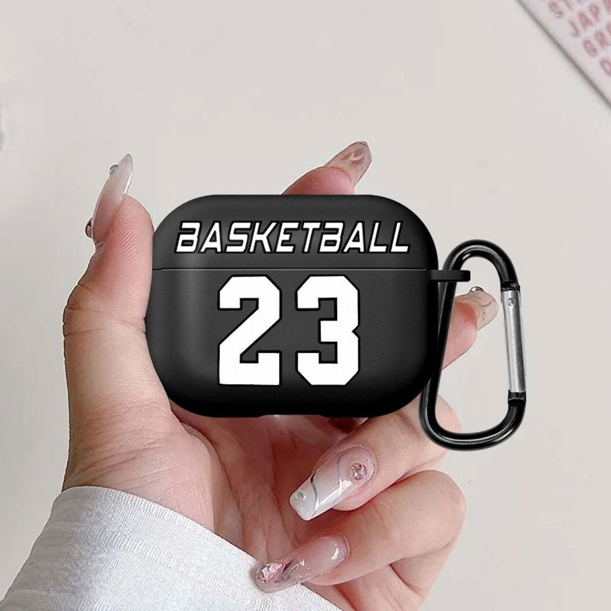 Black airpod case with 'Basketball 23' text - ChildAngle Basketball AirPods Case for AirPods Pro 3 and earlier devices