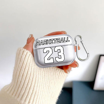 Clear air pod case with 'Basketball 23' text - ChildAngle Basketball AirPods Case for AirPods Pro 3 and earlier devices