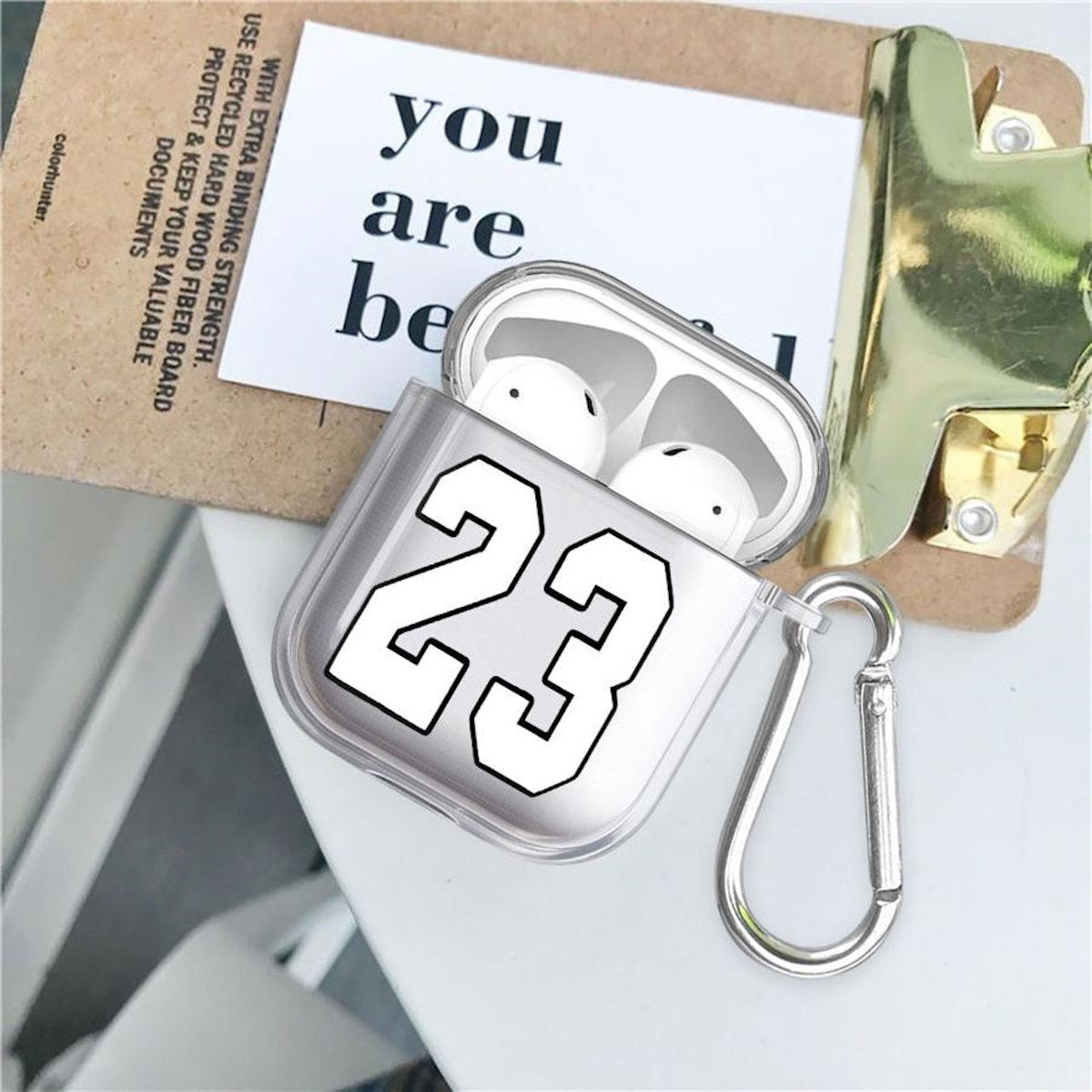 White Basketball No. 23 AirPods Case - ChildAngle Basketball AirPods Case for AirPods Pro 3 and earlier devices