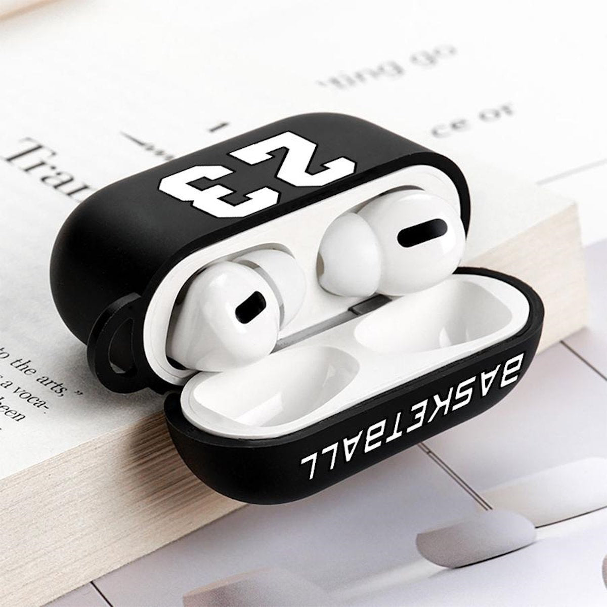 Black Basketball No. 23 AirPods Case for Wireless Earbuds - ChildAngle Basketball AirPods Case for AirPods Pro 3 and earlier devices