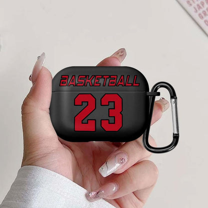 Black case with 'BASKETBALL 23' text - ChildAngle Basketball AirPods Case for AirPods Pro 3 and earlier devices
