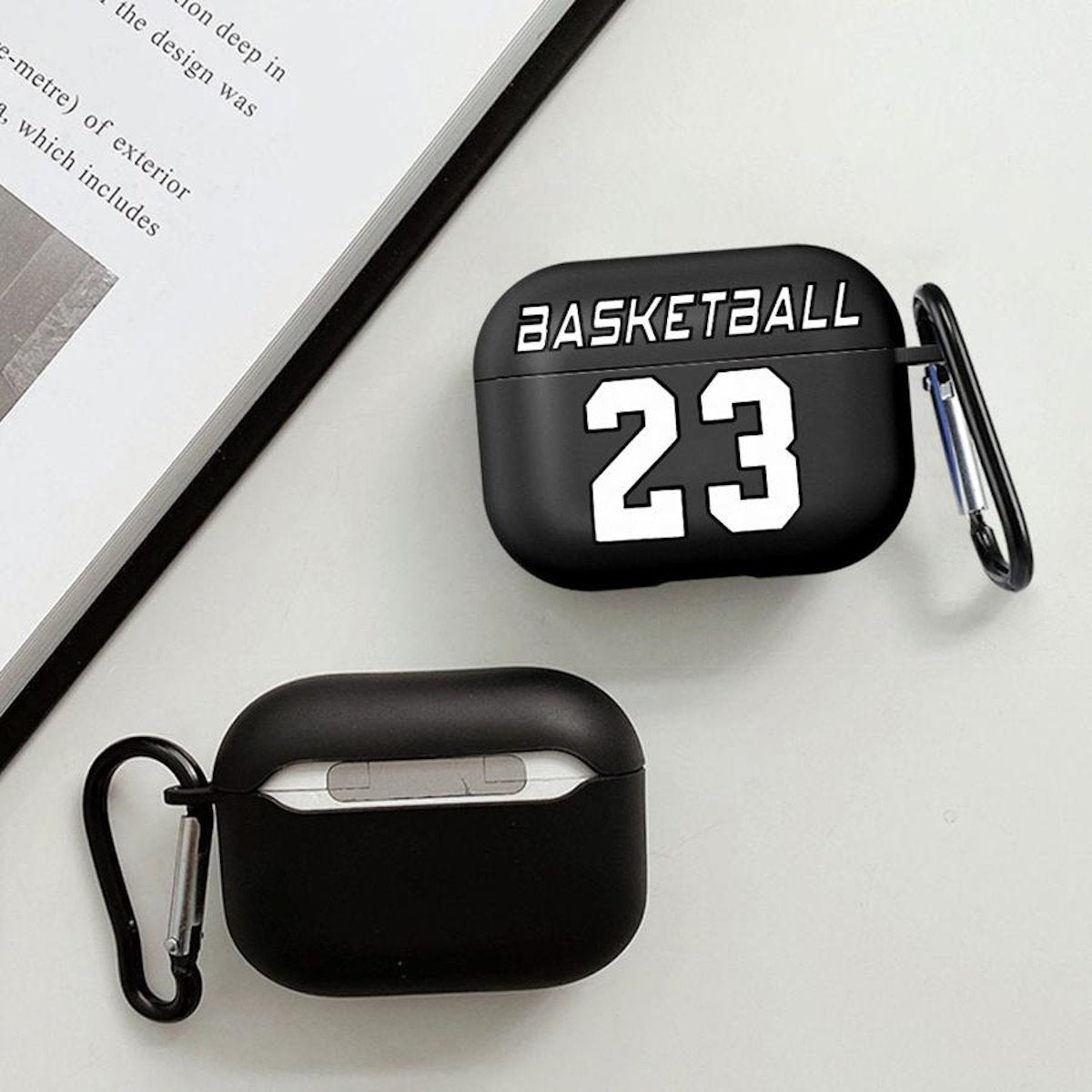 Black airpod case with 'Basketball 23' text - ChildAngle Basketball AirPods Case for AirPods Pro 3 and earlier devices