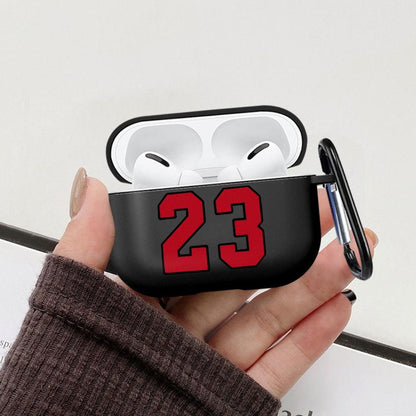 Black AirPods case with red '23' - ChildAngle Basketball AirPods Case for AirPods Pro 3 and earlier devices