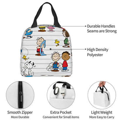White Snoopy Lunch Bag Tote Large Capacity Lunch Bag - ChildAngle