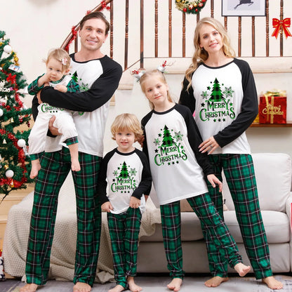 Green Christmas Family Matching Pajama Set Xmas Tree Print PJS for Family Christmas Mommy and Me - ChildAngle