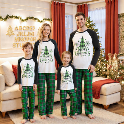 Green Christmas Family Matching Pajama Set Xmas Tree Print PJS for Family Christmas Mommy and Me - ChildAngle
