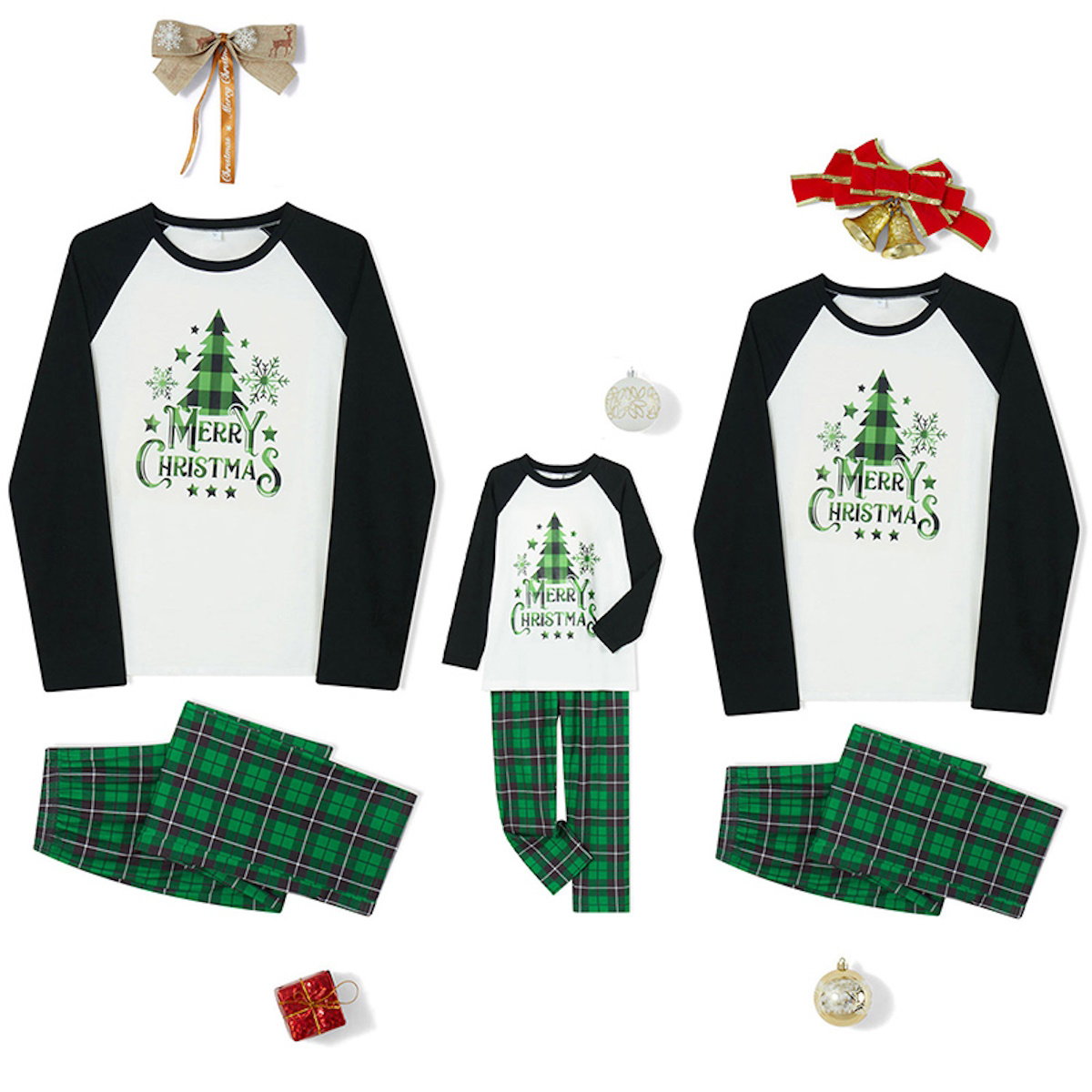 Green Christmas Family Matching Pajama Set Xmas Tree Print PJS for Family Christmas Mommy and Me - ChildAngle