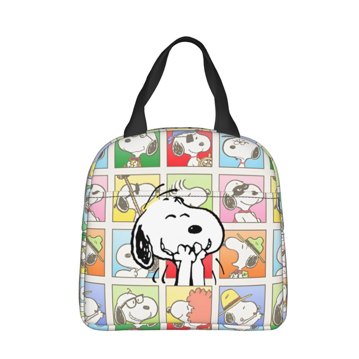 Block Pattern Snoopy Lunch Bag Tote Large Capacity Lunch Bag - ChildAngle