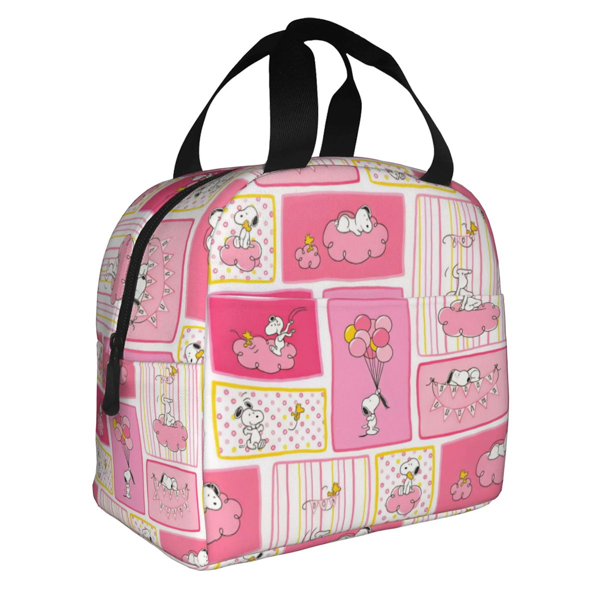 Block Pattern Snoopy Lunch Bag Tote Large Capacity Lunch Bag - ChildAngle