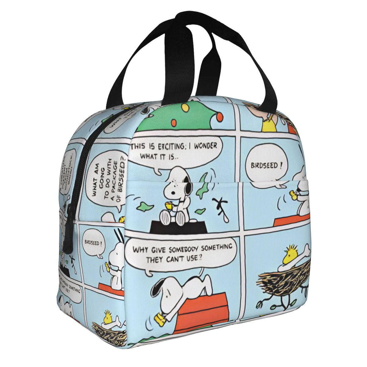 Block Pattern Snoopy Lunch Bag Tote Large Capacity Lunch Bag - ChildAngle