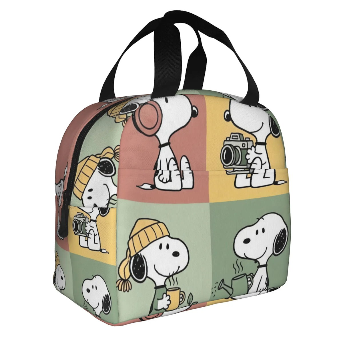 Block Pattern Snoopy Lunch Bag Tote Large Capacity Lunch Bag - ChildAngle