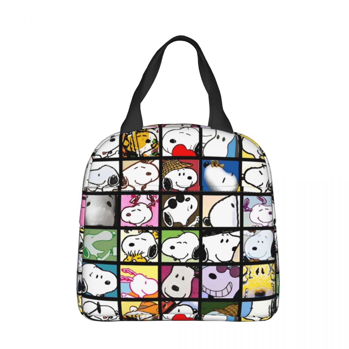 Block Pattern Snoopy Lunch Bag Tote Large Capacity Lunch Bag - ChildAngle