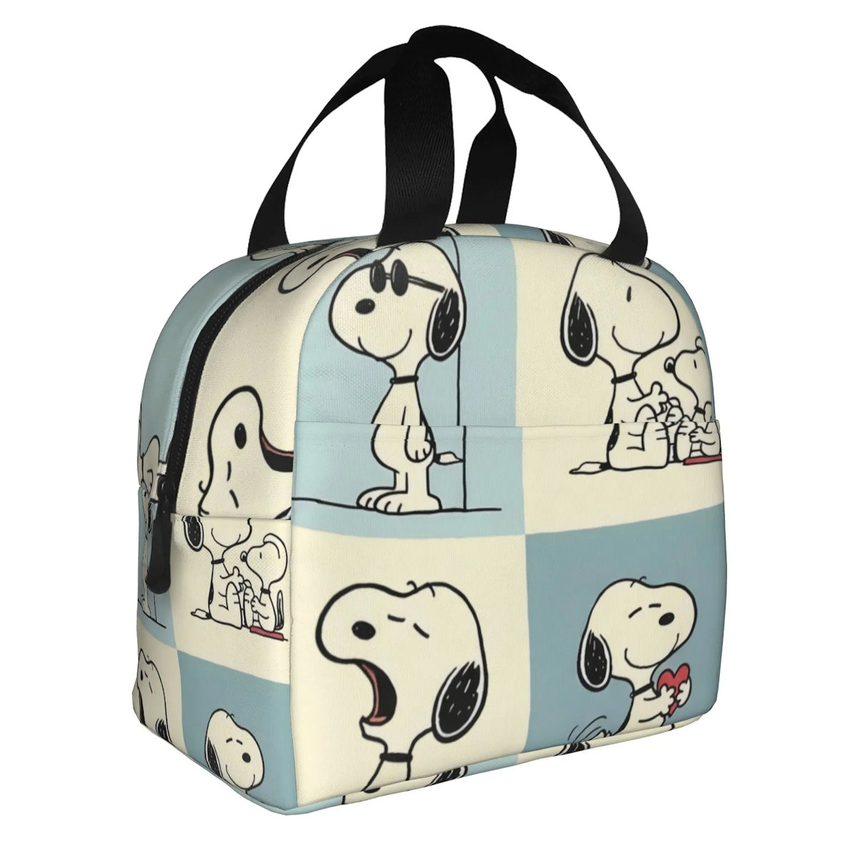 Block Pattern Snoopy Lunch Bag Tote Large Capacity Lunch Bag - ChildAngle