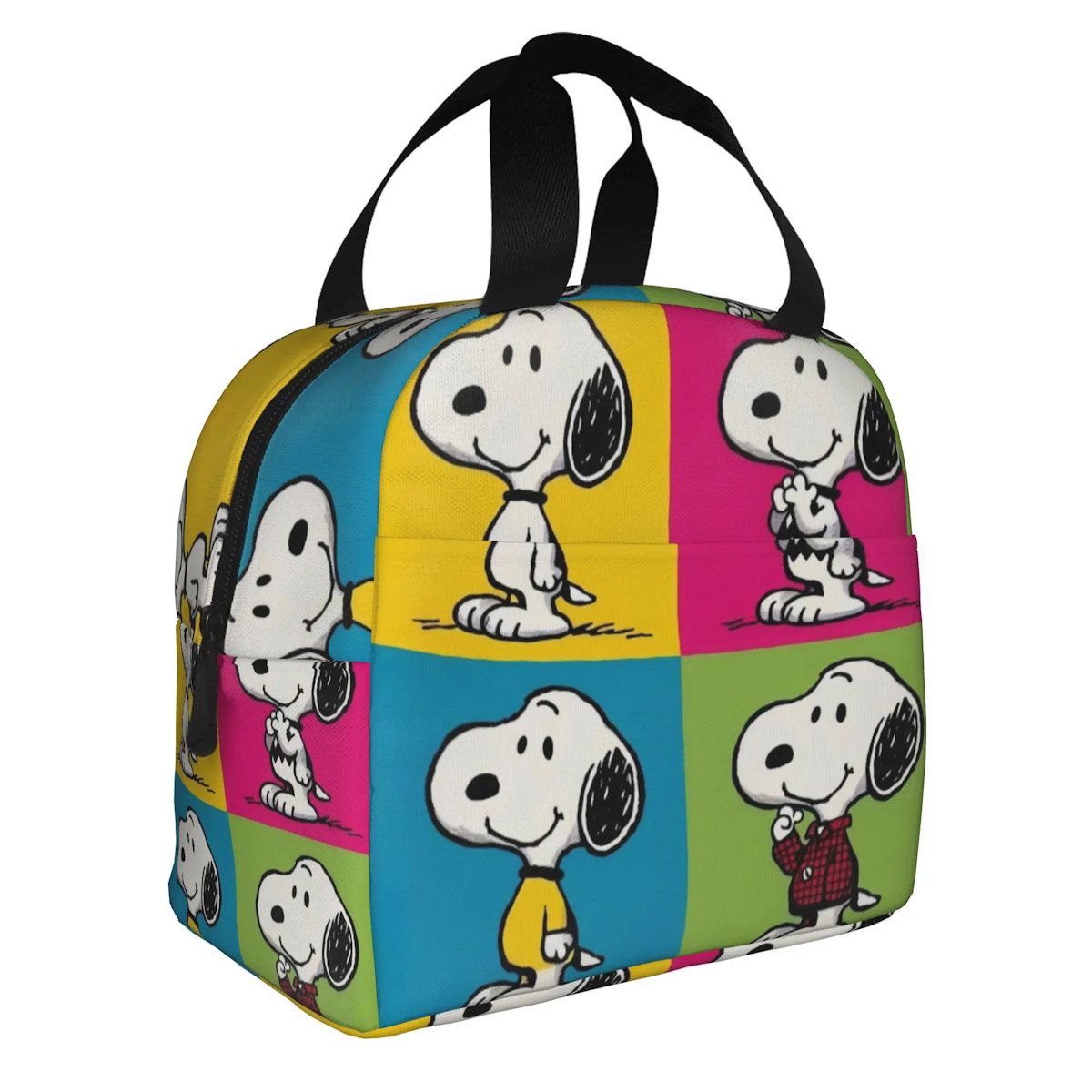 Block Pattern Snoopy Lunch Bag Tote Large Capacity Lunch Bag - ChildAngle